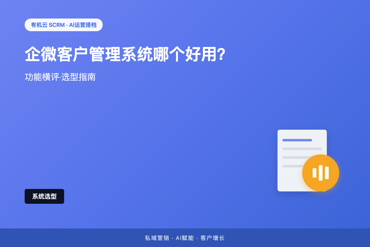 有机云｜企微客户管理系统哪个好用？「好用」的标准不是功能多，是一线真的在用 配图